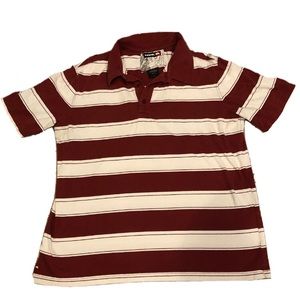 Tony Hawk Vintage Polo Shirt Men’s Large collared 3 button maroon white stripe